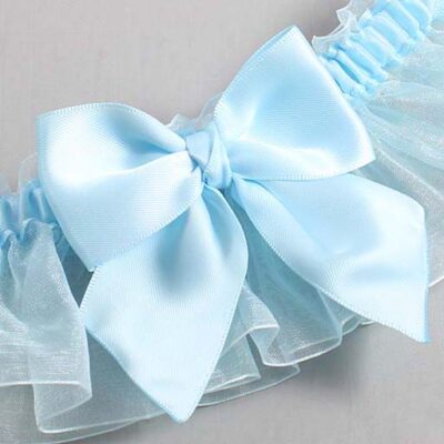 Alice Blue and Light-Blue Organza Wedding Garter / Solid Blue Wedding Garters / Wedding Garter / Custom Wedding Garter / Bridal Garter / Prom Garter / Linda Joyce Couture / Personalized Garter / Personalized Wedding Garter / Personalized Prom Garter
