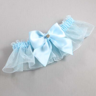 Alice Blue and Light-Blue Organza Wedding Garter / Solid Blue Wedding Garters / Wedding Garter / Custom Wedding Garter / Bridal Garter / Prom Garter / Linda Joyce Couture / Personalized Garter / Personalized Wedding Garter / Personalized Prom Garter