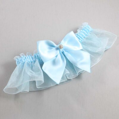 Alice Blue and Light-Blue Organza Wedding Garter / Solid Blue Wedding Garters / Wedding Garter / Custom Wedding Garter / Bridal Garter / Prom Garter / Linda Joyce Couture / Personalized Garter / Personalized Wedding Garter / Personalized Prom Garter