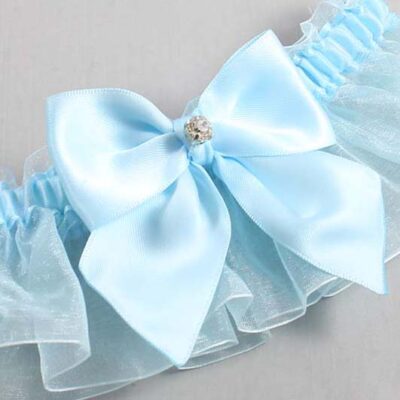 Alice Blue and Light-Blue Organza Wedding Garter / Solid Blue Wedding Garters / Wedding Garter / Custom Wedding Garter / Bridal Garter / Prom Garter / Linda Joyce Couture / Personalized Garter / Personalized Wedding Garter / Personalized Prom Garter