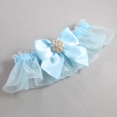 Alice Blue and Light-Blue Organza Wedding Garter / Solid Blue Wedding Garters / Wedding Garter / Custom Wedding Garter / Bridal Garter / Prom Garter / Linda Joyce Couture / Personalized Garter / Personalized Wedding Garter / Personalized Prom Garter