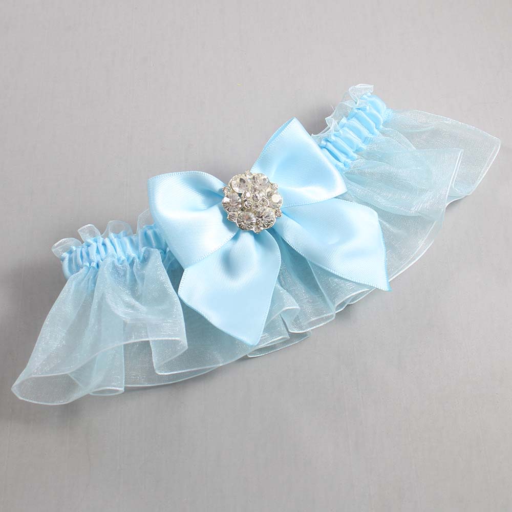 Alice Blue and Light-Blue Organza Wedding Garter / Solid Blue Wedding Garters / Wedding Garter / Custom Wedding Garter / Bridal Garter / Prom Garter / Linda Joyce Couture / Personalized Garter / Personalized Wedding Garter / Personalized Prom Garter