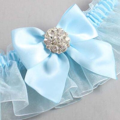 Alice Blue and Light-Blue Organza Wedding Garter / Solid Blue Wedding Garters / Wedding Garter / Custom Wedding Garter / Bridal Garter / Prom Garter / Linda Joyce Couture / Personalized Garter / Personalized Wedding Garter / Personalized Prom Garter