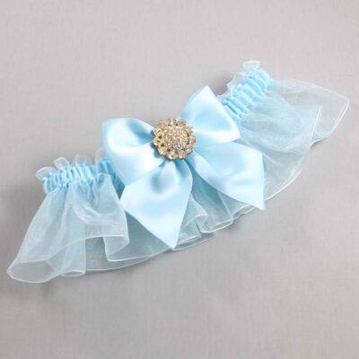 Alice Blue and Light-Blue Organza Wedding Garter / Solid Blue Wedding Garters / Wedding Garter / Custom Wedding Garter / Bridal Garter / Prom Garter / Linda Joyce Couture / Personalized Garter / Personalized Wedding Garter / Personalized Prom Garter