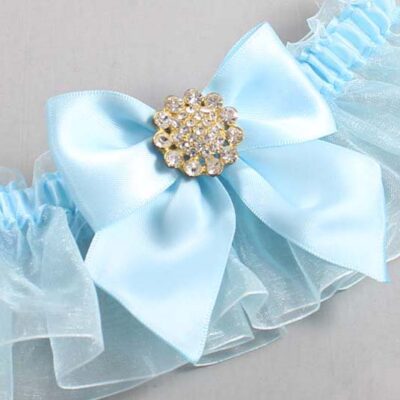 Alice Blue and Light-Blue Organza Wedding Garter / Solid Blue Wedding Garters / Wedding Garter / Custom Wedding Garter / Bridal Garter / Prom Garter / Linda Joyce Couture / Personalized Garter / Personalized Wedding Garter / Personalized Prom Garter