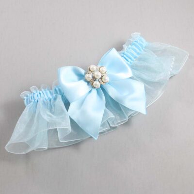 Alice Blue and Light-Blue Organza Wedding Garter / Solid Blue Wedding Garters / Wedding Garter / Custom Wedding Garter / Bridal Garter / Prom Garter / Linda Joyce Couture / Personalized Garter / Personalized Wedding Garter / Personalized Prom Garter