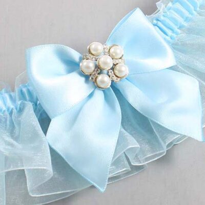 Alice Blue and Light-Blue Organza Wedding Garter / Solid Blue Wedding Garters / Wedding Garter / Custom Wedding Garter / Bridal Garter / Prom Garter / Linda Joyce Couture / Personalized Garter / Personalized Wedding Garter / Personalized Prom Garter