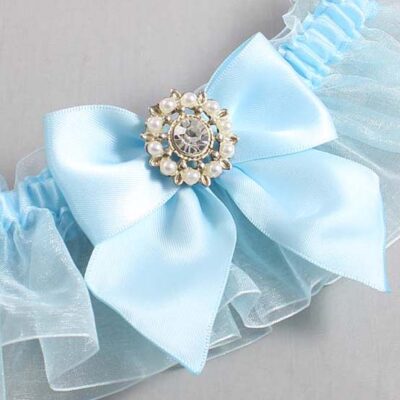 Alice Blue and Light-Blue Organza Wedding Garter / Solid Blue Wedding Garters / Wedding Garter / Custom Wedding Garter / Bridal Garter / Prom Garter / Linda Joyce Couture / Personalized Garter / Personalized Wedding Garter / Personalized Prom Garter
