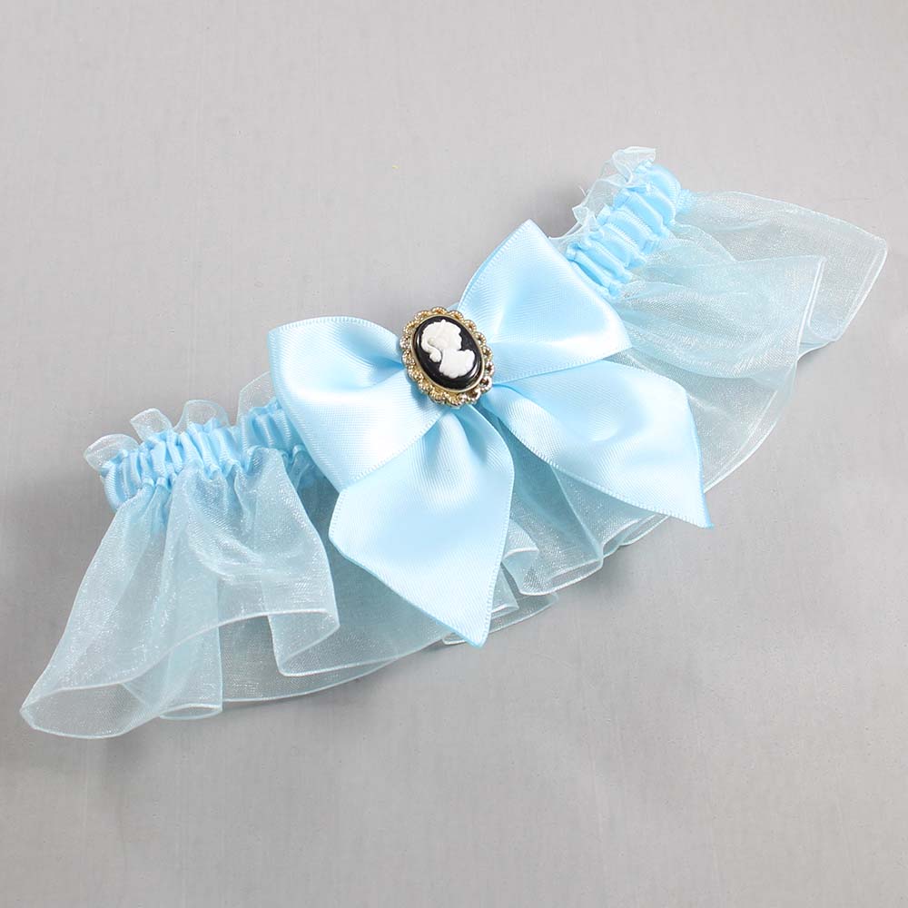 Alice Blue and Light-Blue Organza Wedding Garter / Solid Blue Wedding Garters / Wedding Garter / Custom Wedding Garter / Bridal Garter / Prom Garter / Linda Joyce Couture / Personalized Garter / Personalized Wedding Garter / Personalized Prom Garter