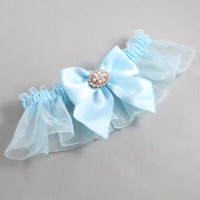 Alice Blue and Light-Blue Organza Wedding Garter / Solid Blue Wedding Garters / Wedding Garter / Custom Wedding Garter / Bridal Garter / Prom Garter / Linda Joyce Couture / Personalized Garter / Personalized Wedding Garter / Personalized Prom Garter