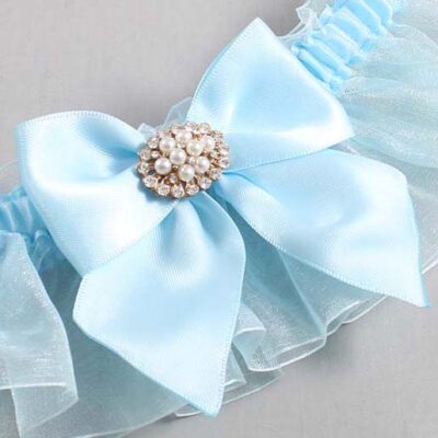 Alice Blue and Light-Blue Organza Wedding Garter / Solid Blue Wedding Garters / Wedding Garter / Custom Wedding Garter / Bridal Garter / Prom Garter / Linda Joyce Couture / Personalized Garter / Personalized Wedding Garter / Personalized Prom Garter