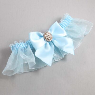 Alice Blue and Light-Blue Organza Wedding Garter / Solid Blue Wedding Garters / Wedding Garter / Custom Wedding Garter / Bridal Garter / Prom Garter / Linda Joyce Couture / Personalized Garter / Personalized Wedding Garter / Personalized Prom Garter