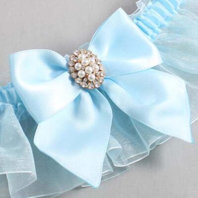 Alice Blue and Light-Blue Organza Wedding Garter / Solid Blue Wedding Garters / Wedding Garter / Custom Wedding Garter / Bridal Garter / Prom Garter / Linda Joyce Couture / Personalized Garter / Personalized Wedding Garter / Personalized Prom Garter