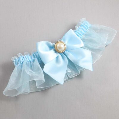 Alice Blue and Light-Blue Organza Wedding Garter / Solid Blue Wedding Garters / Wedding Garter / Custom Wedding Garter / Bridal Garter / Prom Garter / Linda Joyce Couture / Personalized Garter / Personalized Wedding Garter / Personalized Prom Garter