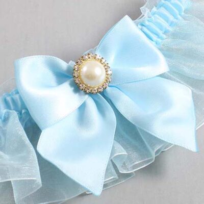 Alice Blue and Light-Blue Organza Wedding Garter / Solid Blue Wedding Garters / Wedding Garter / Custom Wedding Garter / Bridal Garter / Prom Garter / Linda Joyce Couture / Personalized Garter / Personalized Wedding Garter / Personalized Prom Garter