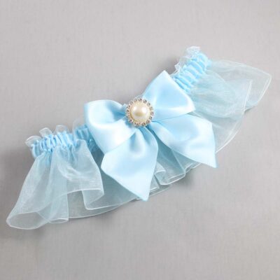 Alice Blue and Light-Blue Organza Wedding Garter / Solid Blue Wedding Garters / Wedding Garter / Custom Wedding Garter / Bridal Garter / Prom Garter / Linda Joyce Couture / Personalized Garter / Personalized Wedding Garter / Personalized Prom Garter