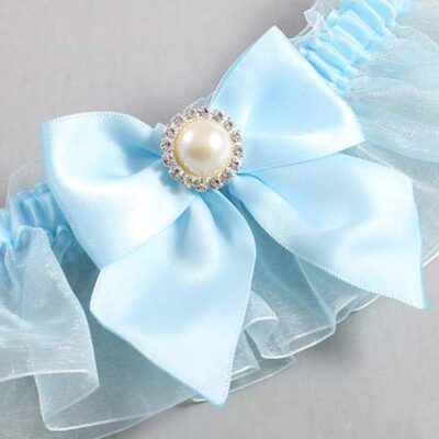 Alice Blue and Light-Blue Organza Wedding Garter / Solid Blue Wedding Garters / Wedding Garter / Custom Wedding Garter / Bridal Garter / Prom Garter / Linda Joyce Couture / Personalized Garter / Personalized Wedding Garter / Personalized Prom Garter