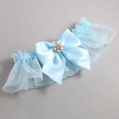 Alice Blue and Light-Blue Organza Wedding Garter / Solid Blue Wedding Garters / Wedding Garter / Custom Wedding Garter / Bridal Garter / Prom Garter / Linda Joyce Couture / Personalized Garter / Personalized Wedding Garter / Personalized Prom Garter