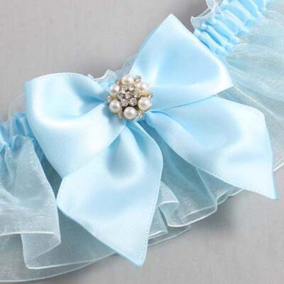 Alice Blue and Light-Blue Organza Wedding Garter / Solid Blue Wedding Garters / Wedding Garter / Custom Wedding Garter / Bridal Garter / Prom Garter / Linda Joyce Couture / Personalized Garter / Personalized Wedding Garter / Personalized Prom Garter