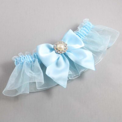 Alice Blue and Light-Blue Organza Wedding Garter / Solid Blue Wedding Garters / Wedding Garter / Custom Wedding Garter / Bridal Garter / Prom Garter / Linda Joyce Couture / Personalized Garter / Personalized Wedding Garter / Personalized Prom Garter