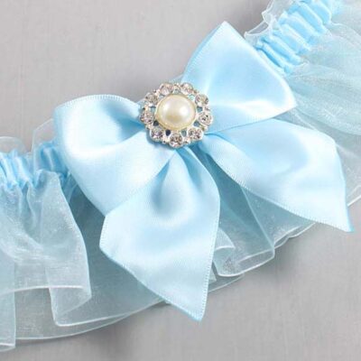 Alice Blue and Light-Blue Organza Wedding Garter / Solid Blue Wedding Garters / Wedding Garter / Custom Wedding Garter / Bridal Garter / Prom Garter / Linda Joyce Couture / Personalized Garter / Personalized Wedding Garter / Personalized Prom Garter