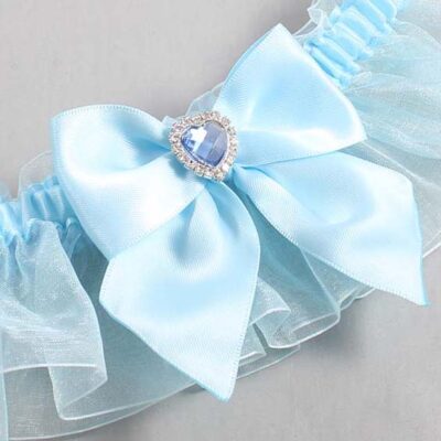 Alice Blue and Light-Blue Organza Wedding Garter / Solid Blue Wedding Garters / Wedding Garter / Custom Wedding Garter / Bridal Garter / Prom Garter / Linda Joyce Couture / Personalized Garter / Personalized Wedding Garter / Personalized Prom Garter