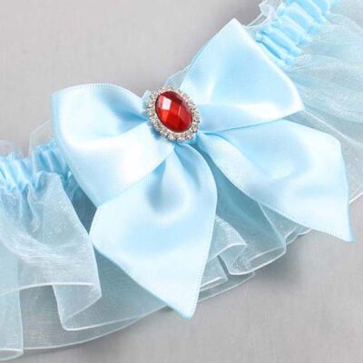 Alice Blue and Light-Blue Organza Wedding Garter / Solid Blue Wedding Garters / Wedding Garter / Custom Wedding Garter / Bridal Garter / Prom Garter / Linda Joyce Couture / Personalized Garter / Personalized Wedding Garter / Personalized Prom Garter