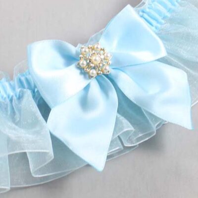 Alice Blue and Light-Blue Organza Wedding Garter / Solid Blue Wedding Garters / Wedding Garter / Custom Wedding Garter / Bridal Garter / Prom Garter / Linda Joyce Couture / Personalized Garter / Personalized Wedding Garter / Personalized Prom Garter