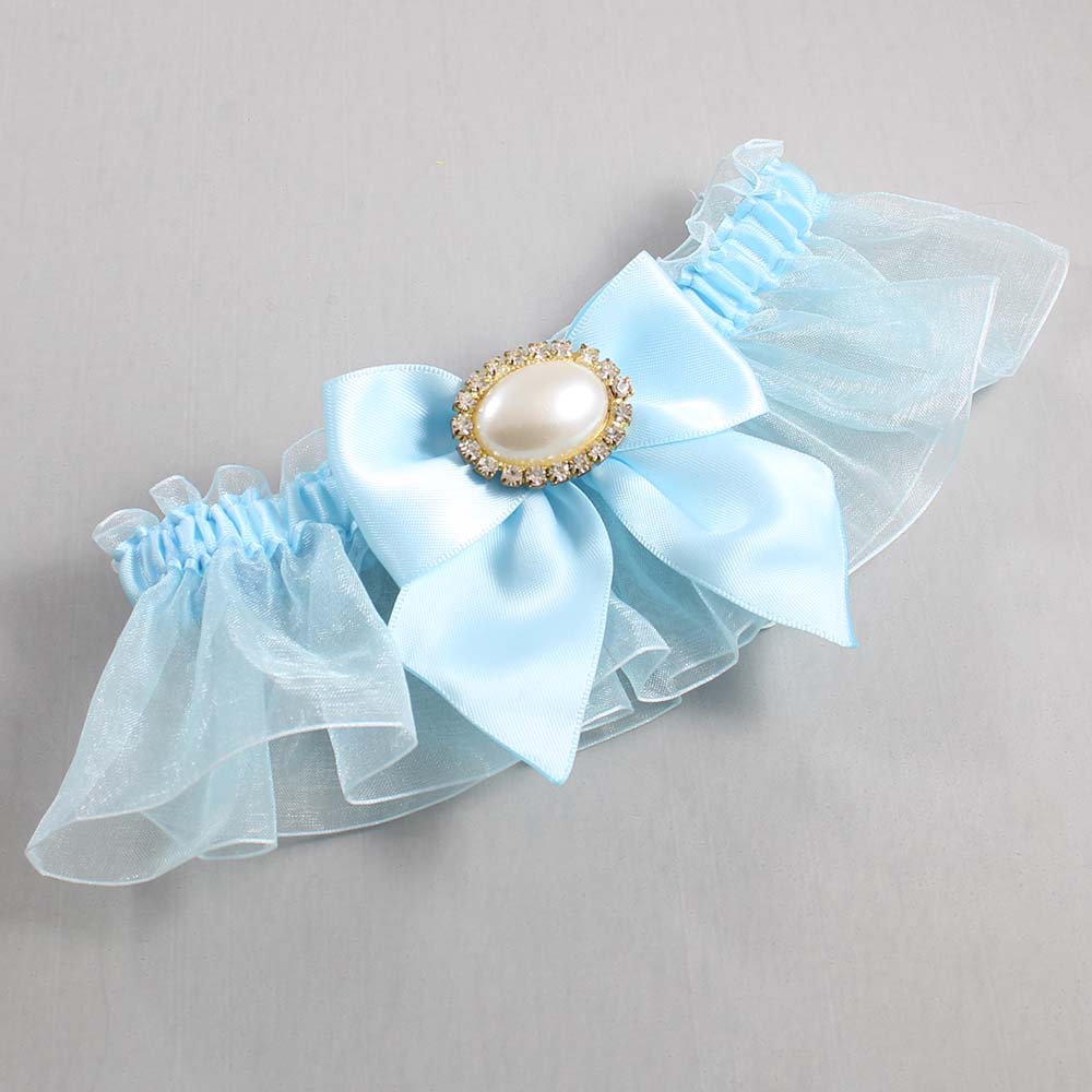 Alice Blue and Light-Blue Organza Wedding Garter / Solid Blue Wedding Garters / Wedding Garter / Custom Wedding Garter / Bridal Garter / Prom Garter / Linda Joyce Couture / Personalized Garter / Personalized Wedding Garter / Personalized Prom Garter