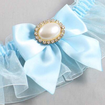 Alice Blue and Light-Blue Organza Wedding Garter / Solid Blue Wedding Garters / Wedding Garter / Custom Wedding Garter / Bridal Garter / Prom Garter / Linda Joyce Couture / Personalized Garter / Personalized Wedding Garter / Personalized Prom Garter