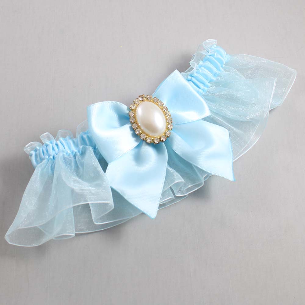 Alice Blue and Light-Blue Organza Wedding Garter / Solid Blue Wedding Garters / Wedding Garter / Custom Wedding Garter / Bridal Garter / Prom Garter / Linda Joyce Couture / Personalized Garter / Personalized Wedding Garter / Personalized Prom Garter