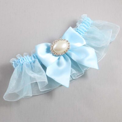 Alice Blue and Light-Blue Organza Wedding Garter / Solid Blue Wedding Garters / Wedding Garter / Custom Wedding Garter / Bridal Garter / Prom Garter / Linda Joyce Couture / Personalized Garter / Personalized Wedding Garter / Personalized Prom Garter