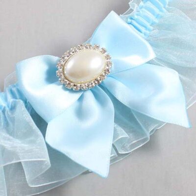 Alice Blue and Light-Blue Organza Wedding Garter / Solid Blue Wedding Garters / Wedding Garter / Custom Wedding Garter / Bridal Garter / Prom Garter / Linda Joyce Couture / Personalized Garter / Personalized Wedding Garter / Personalized Prom Garter