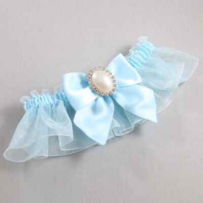 Alice Blue and Light-Blue Organza Wedding Garter / Solid Blue Wedding Garters / Wedding Garter / Custom Wedding Garter / Bridal Garter / Prom Garter / Linda Joyce Couture / Personalized Garter / Personalized Wedding Garter / Personalized Prom Garter