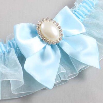 Alice Blue and Light-Blue Organza Wedding Garter / Solid Blue Wedding Garters / Wedding Garter / Custom Wedding Garter / Bridal Garter / Prom Garter / Linda Joyce Couture / Personalized Garter / Personalized Wedding Garter / Personalized Prom Garter