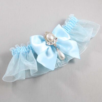 Alice Blue and Light-Blue Organza Wedding Garter / Solid Blue Wedding Garters / Wedding Garter / Custom Wedding Garter / Bridal Garter / Prom Garter / Linda Joyce Couture / Personalized Garter / Personalized Wedding Garter / Personalized Prom Garter
