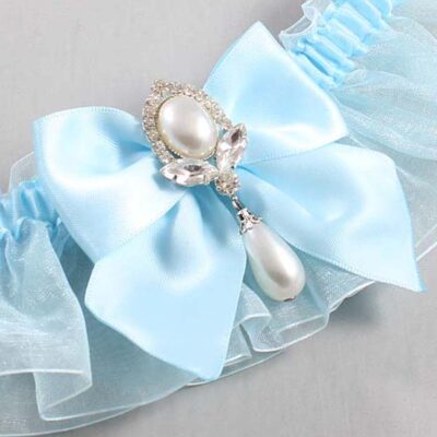 Alice Blue and Light-Blue Organza Wedding Garter / Solid Blue Wedding Garters / Wedding Garter / Custom Wedding Garter / Bridal Garter / Prom Garter / Linda Joyce Couture / Personalized Garter / Personalized Wedding Garter / Personalized Prom Garter