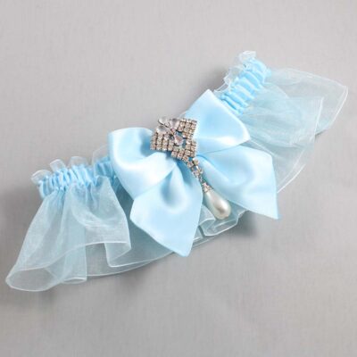 Alice Blue and Light-Blue Organza Wedding Garter / Solid Blue Wedding Garters / Wedding Garter / Custom Wedding Garter / Bridal Garter / Prom Garter / Linda Joyce Couture / Personalized Garter / Personalized Wedding Garter / Personalized Prom Garter