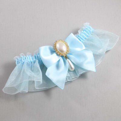 Alice Blue and Light-Blue Organza Wedding Garter / Solid Blue Wedding Garters / Wedding Garter / Custom Wedding Garter / Bridal Garter / Prom Garter / Linda Joyce Couture / Personalized Garter / Personalized Wedding Garter / Personalized Prom Garter
