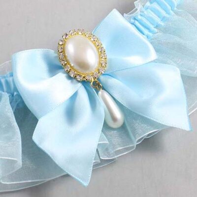 Alice Blue and Light-Blue Organza Wedding Garter / Solid Blue Wedding Garters / Wedding Garter / Custom Wedding Garter / Bridal Garter / Prom Garter / Linda Joyce Couture / Personalized Garter / Personalized Wedding Garter / Personalized Prom Garter