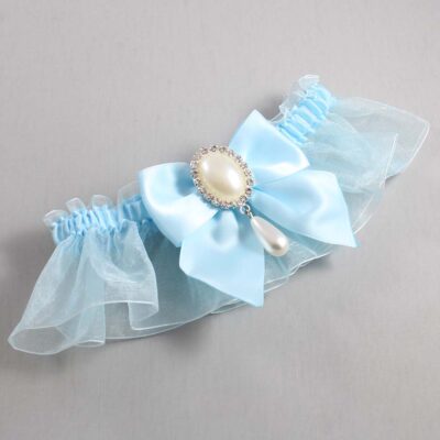 Alice Blue and Light-Blue Organza Wedding Garter / Solid Blue Wedding Garters / Wedding Garter / Custom Wedding Garter / Bridal Garter / Prom Garter / Linda Joyce Couture / Personalized Garter / Personalized Wedding Garter / Personalized Prom Garter