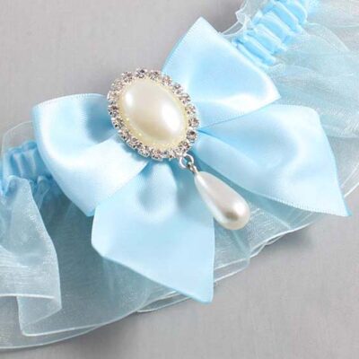 Alice Blue and Light-Blue Organza Wedding Garter / Solid Blue Wedding Garters / Wedding Garter / Custom Wedding Garter / Bridal Garter / Prom Garter / Linda Joyce Couture / Personalized Garter / Personalized Wedding Garter / Personalized Prom Garter