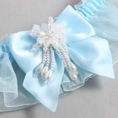 Alice Blue and Light-Blue Organza Wedding Garter / Solid Blue Wedding Garters / Wedding Garter / Custom Wedding Garter / Bridal Garter / Prom Garter / Linda Joyce Couture / Personalized Garter / Personalized Wedding Garter / Personalized Prom Garter
