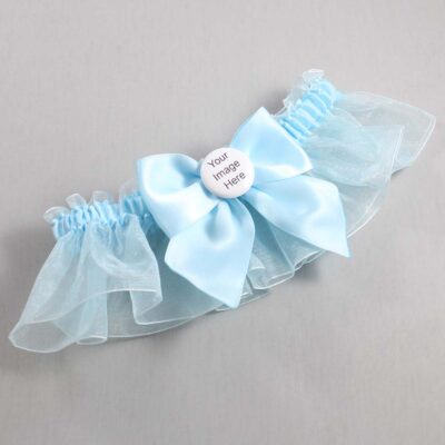 Alice Blue and Light-Blue Organza Wedding Garter / Solid Blue Wedding Garters / Wedding Garter / Custom Wedding Garter / Bridal Garter / Prom Garter / Linda Joyce Couture / Personalized Garter / Personalized Wedding Garter / Personalized Prom Garter