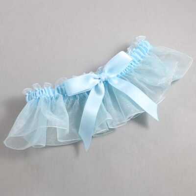 Alice Blue and Light-Blue Organza Wedding Garter / Solid Blue Wedding Garters / Wedding Garter / Custom Wedding Garter / Bridal Garter / Prom Garter / Linda Joyce Couture / Personalized Garter / Personalized Wedding Garter / Personalized Prom Garter