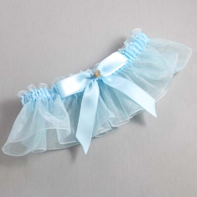 Alice Blue and Light-Blue Organza Wedding Garter / Solid Blue Wedding Garters / Wedding Garter / Custom Wedding Garter / Bridal Garter / Prom Garter / Linda Joyce Couture / Personalized Garter / Personalized Wedding Garter / Personalized Prom Garter