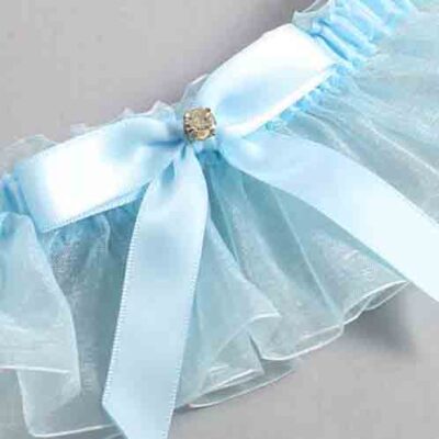 Alice Blue and Light-Blue Organza Wedding Garter / Solid Blue Wedding Garters / Wedding Garter / Custom Wedding Garter / Bridal Garter / Prom Garter / Linda Joyce Couture / Personalized Garter / Personalized Wedding Garter / Personalized Prom Garter