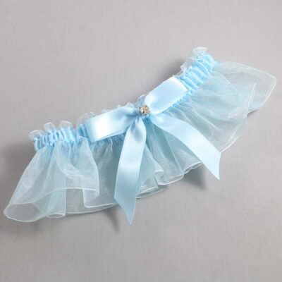 Alice Blue and Light-Blue Organza Wedding Garter / Solid Blue Wedding Garters / Wedding Garter / Custom Wedding Garter / Bridal Garter / Prom Garter / Linda Joyce Couture / Personalized Garter / Personalized Wedding Garter / Personalized Prom Garter