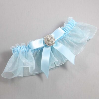 Alice Blue and Light-Blue Organza Wedding Garter / Solid Blue Wedding Garters / Wedding Garter / Custom Wedding Garter / Bridal Garter / Prom Garter / Linda Joyce Couture / Personalized Garter / Personalized Wedding Garter / Personalized Prom Garter