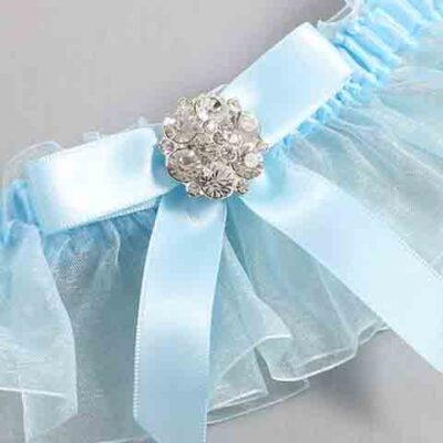 Alice Blue and Light-Blue Organza Wedding Garter / Solid Blue Wedding Garters / Wedding Garter / Custom Wedding Garter / Bridal Garter / Prom Garter / Linda Joyce Couture / Personalized Garter / Personalized Wedding Garter / Personalized Prom Garter
